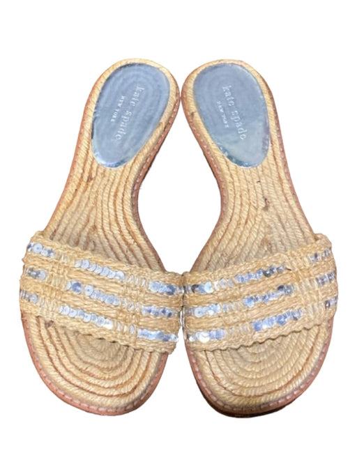 Kate Spade Shoe Size 7 Tan & Silver Woven open toe Square Toe Flats Sandals Tan & Silver / 7