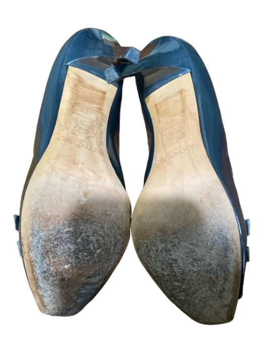Jimmy Choo Shoe Size 38 Dark Gray Patent Leather Peep Toe Buckle Detail Heels Dark Gray / 38