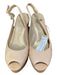 Stuart Weitzman Shoe Size 7 Tan Patent Leather Peep Toe Slingback Wedge Heels Tan / 7