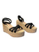 Gianvito Rossi Shoe Size 37.5 Black & Tan Straw Wedge Sandal Braided Strap Shoes Black & Tan / 37.5