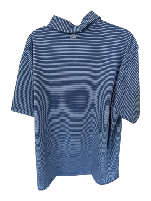 Peter Millar Size XL Blue & White Polyester Striped Golf Men's Polo Blue & White / XL
