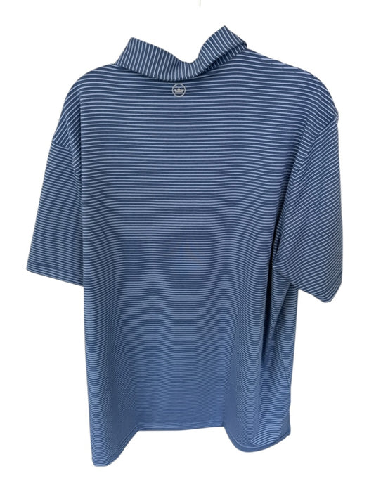 Peter Millar Size XL Blue & White Polyester Striped Golf Men's Polo Blue & White / XL