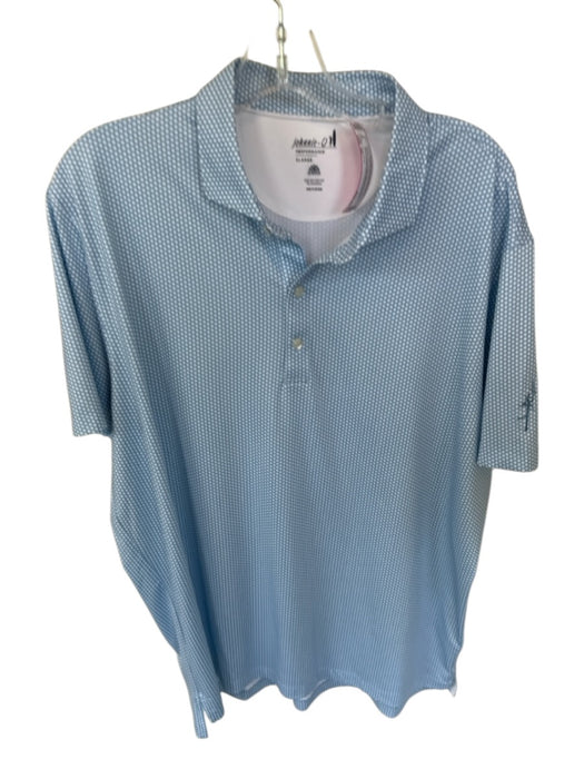 Johnnie-O Size XL Blue & White Polyester Honeycomb Golf Men's Polo Blue & White / XL