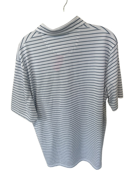 Ralph Lauren Size XL Blue & White Polyester Masters Logo Striped Golf Men's Polo Blue & White / XL
