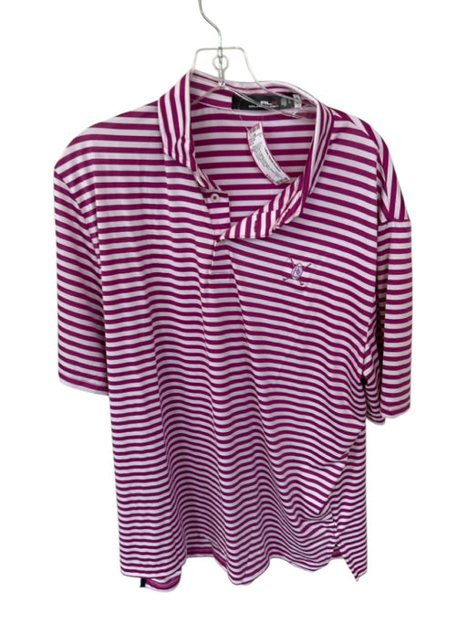 Ralph Lauren Size XL Purple & White Polyester Striped Golf Men's Polo Purple & White / XL