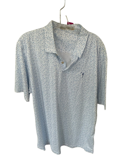 Peter Millar Size XL White & Blue Polyester Drinks Golf Men's Polo White & Blue / XL