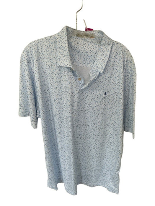 Peter Millar Size XL White & Blue Polyester Drinks Golf Men's Polo White & Blue / XL