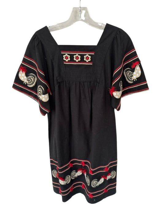 Frances Valentine Size XS Black & Red Cotton & Linen Blend Short Sleeve Dress Black & Red / XS
