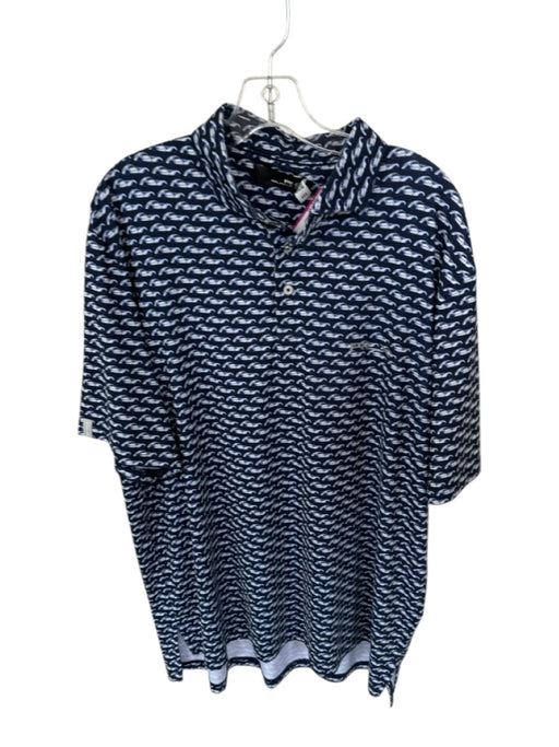 Ralph Lauren Size XL Navy & White Polyester Cars Golf Men's Polo Navy & White / XL