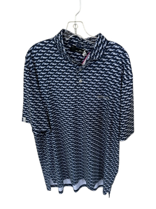Ralph Lauren Size XL Navy & White Polyester Cars Golf Men's Polo Navy & White / XL