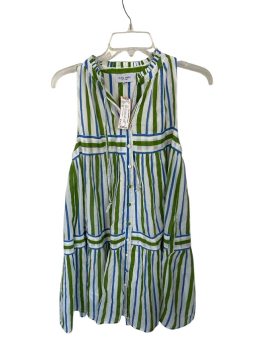 Olivia James the Label Size XS Green, White & Blue Cotton Striped Mini Dress Green, White & Blue / XS