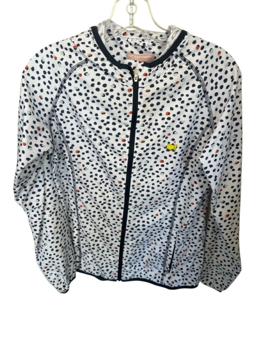 Peter Millar Masters Size XS White & Navy Polyester Dots Zip Up Pockets Jacket White & Navy / XS