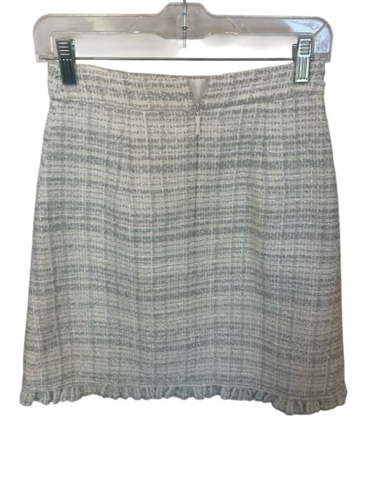 Kate Spade Size 2 White & Silver Acrylic Blend Tinsel Tweed Back Zip Skirt White & Silver / 2