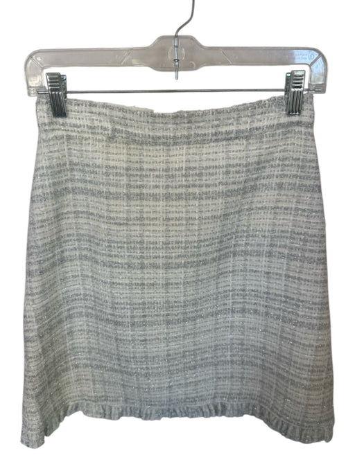 Kate Spade Size 2 White & Silver Acrylic Blend Tinsel Tweed Back Zip Skirt White & Silver / 2