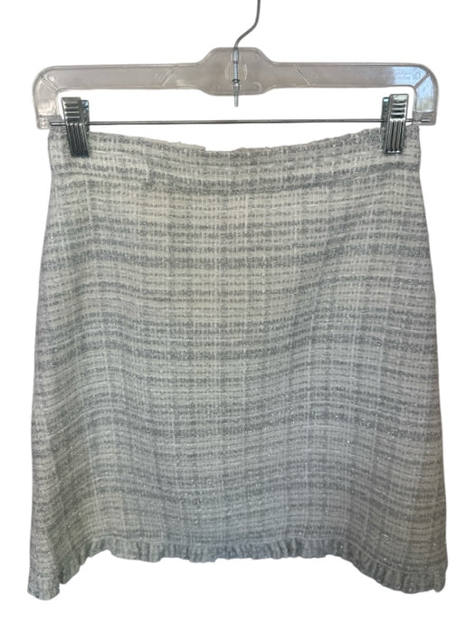 Kate Spade Size 2 White & Silver Acrylic Blend Tinsel Tweed Back Zip Skirt White & Silver / 2