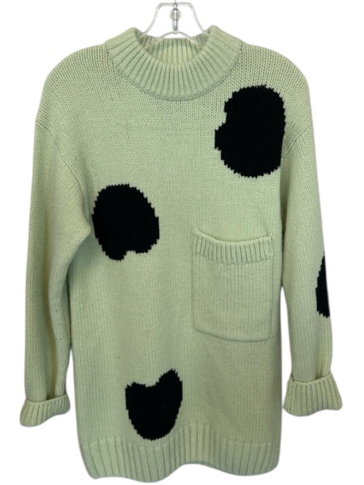 Tibi Size XXS Mint & Black Wool & Acrylic Knit Spots Front Pocket Mini Dress Mint & Black / XXS