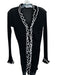Anne Fontaine Size 40 Black & White Cotton Scallop Detail Ribbed Sheer Cardigan Black & White / 40