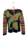 Eva & Claudi Size M Black & Multi Wool Abstract Zip Up Shoulder Pads Knit Jacket Black & Multi / M