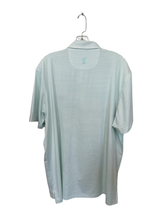 Johnnie O Size XL Green & White polyester & spandex Stripe Quarter Button Polo Green & White / XL