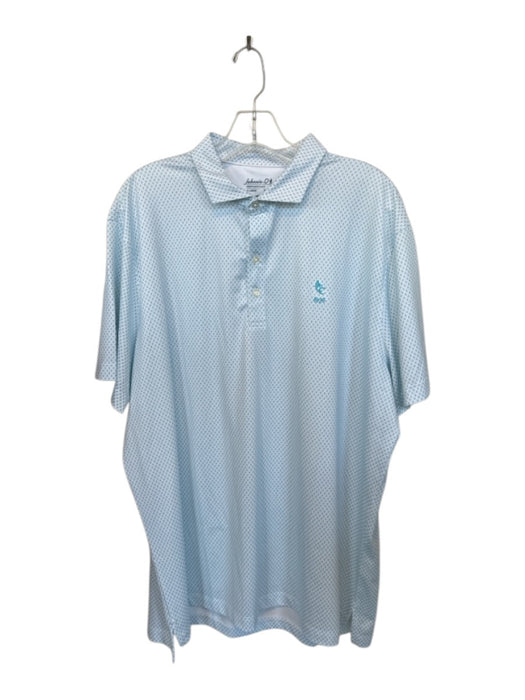 Johnnie O Size XL Blue & White polyester & spandex Dots Quarter Button Polo Blue & White / XL