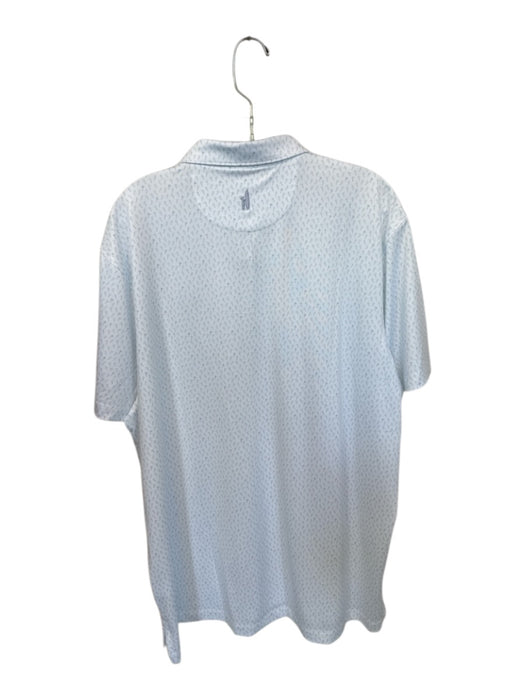 Johnnie O Size XL Blue & White polyester & spandex Palm Tree Quarter Button Polo Blue & White / XL