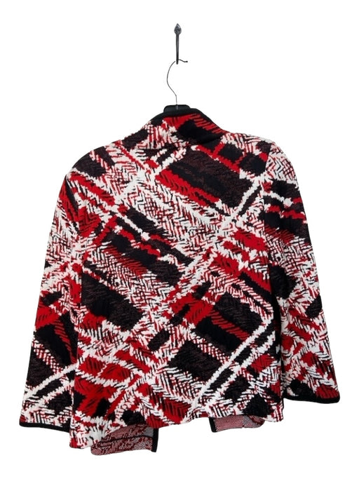 St. John Size Small Red, Black, White Wool Blend Abstract One Button Cardigan Red, Black, White / Small