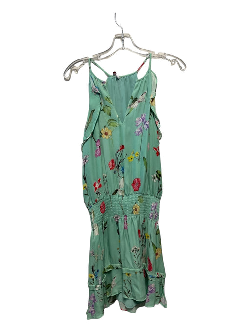 Parker Size S Green & Multi Silk Sleeveless Botanical Elastic Waist Dress Green & Multi / S