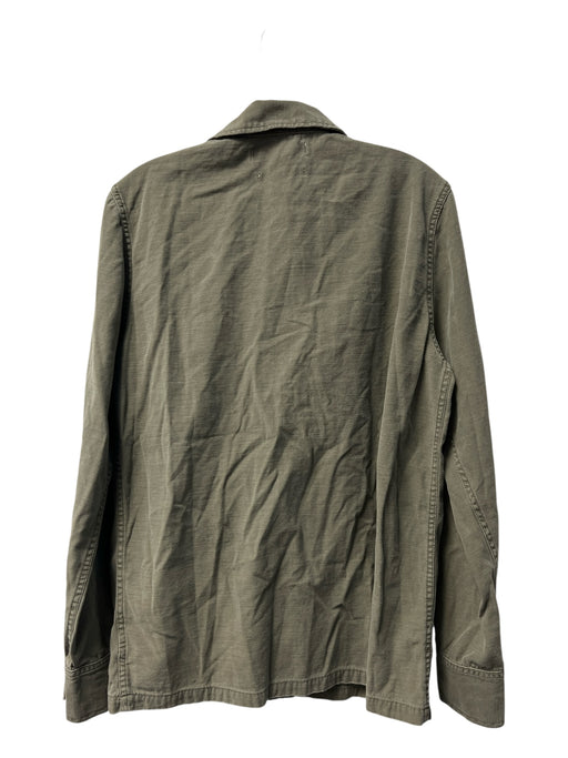 Remi Relief Size L Army Green Cotton Collared Button Front Long Sleeve Jacket Army Green / L