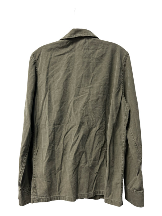 Remi Relief Size L Army Green Cotton Collared Button Front Long Sleeve Jacket Army Green / L