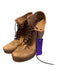 Coclico Shoe Size 38 Cocoa Brown Leather Almond Toe lace up Cork Heel Boots Cocoa Brown / 38