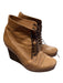 Coclico Shoe Size 38 Cocoa Brown Leather Almond Toe lace up Cork Heel Boots Cocoa Brown / 38