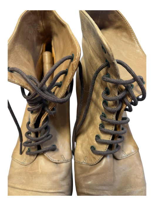 Coclico Shoe Size 38 Cocoa Brown Leather Almond Toe lace up Cork Heel Boots Cocoa Brown / 38