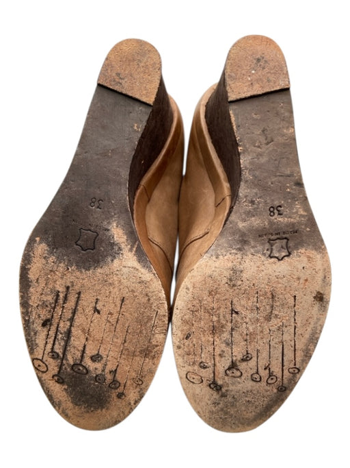 Coclico Shoe Size 38 Light Brown Leather Cork lace up Ankle Wedge Booties Light Brown / 38