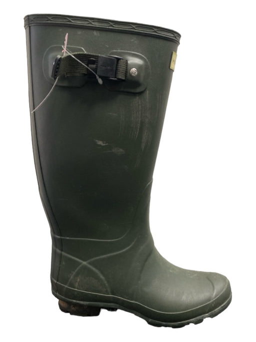 Hunter Shoe Size 8 Dark Green Rubber Calf High Buckle Detail Heel Booties Dark Green / 8