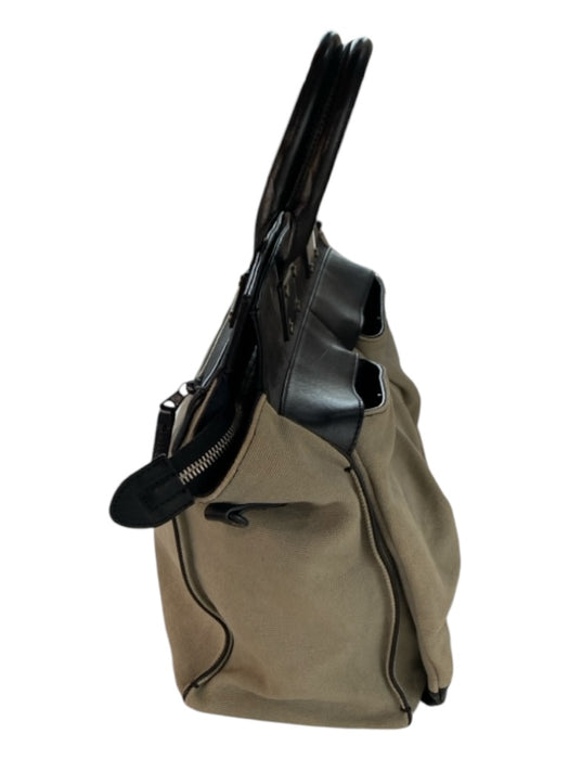 Rag & Bone Taupe & Black Canvas & Leather 2 Handles Top Zip Front Pockets Bag Taupe & Black / Medium