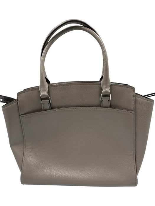 Kate Spade Grey Leather Zip Close Top Handle Cross Body Strap Back Pocket Bag Grey / M