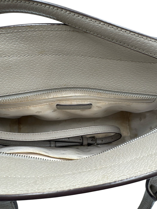 Kate Spade Grey Leather Zip Close Top Handle Cross Body Strap Back Pocket Bag Grey / M