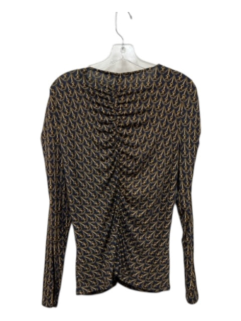 Veronica Beard Size L Navy & Yellow Rayon Blend Long Sleeve Stirrup Pint Top Navy & Yellow / L