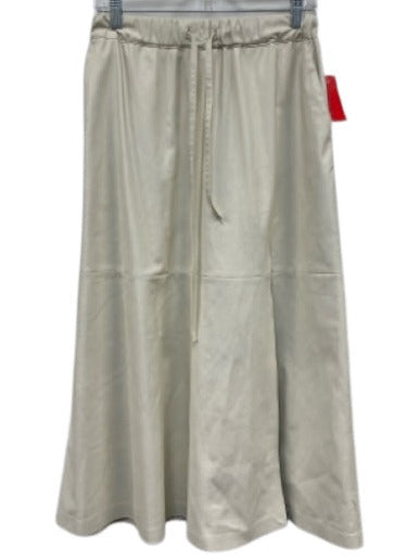 Brochu Walker Size M Cream Faux Leather Elastic Waist Drawstring Side Zip Skirt Cream / M