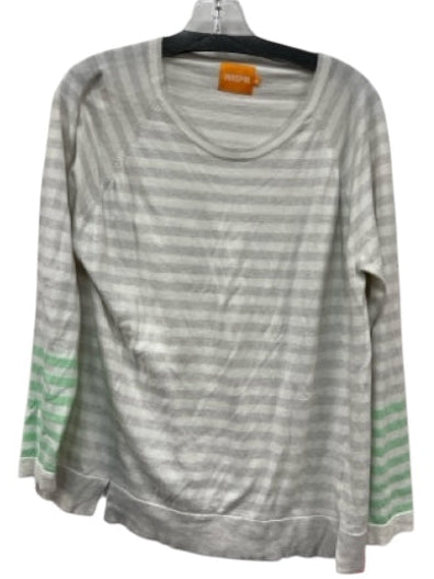 Wispr Size XL White, Gray & Mint Green Cotton Blend Long Sleeve Round Neck Top White, Gray & Mint Green / XL