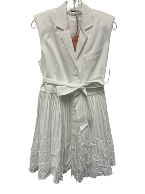 Alexis Size S White Cotton & Polyester Sleeveless Vest Buttons Mini Dress White / S