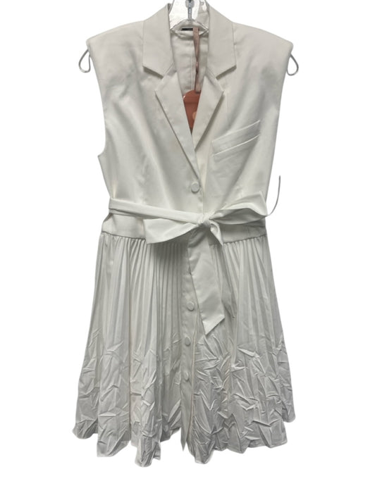 Alexis Size S White Cotton & Polyester Sleeveless Vest Buttons Mini Dress White / S