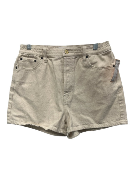 Still Here Size S Cream Beige Cotton Denim Zip Fly High Rise Shorts Cream Beige / S