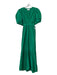 XiRENA Size L Green Cotton V Neck Pleat Detail Puff Sleeve Maxi Dress Green / L