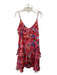 Parker Size 2 Coral & Multi Silk Blend floral print Sleeveless V Neck Dress Coral & Multi / 2
