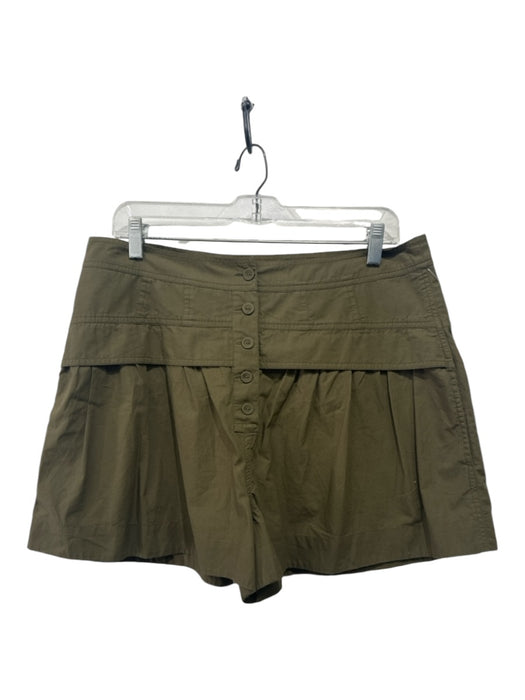 Ulla Johnson Size 10 Olive Green Cotton High Rise Tiered Button Fly Shorts Olive Green / 10