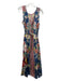 Johnny Was Size M Blue & Multi Silk Sheer Overlay Floral Sleeveless Wrap Dress Blue & Multi / M