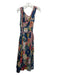 Johnny Was Size M Blue & Multi Silk Sheer Overlay Floral Sleeveless Wrap Dress Blue & Multi / M