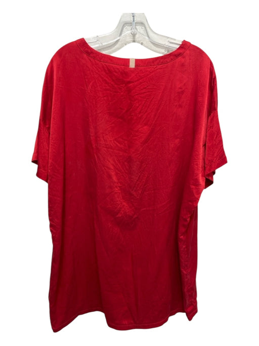 Lunya Size M Red Silk Short Sleeve Breast Pocket Oversized Pajama Top Red / M