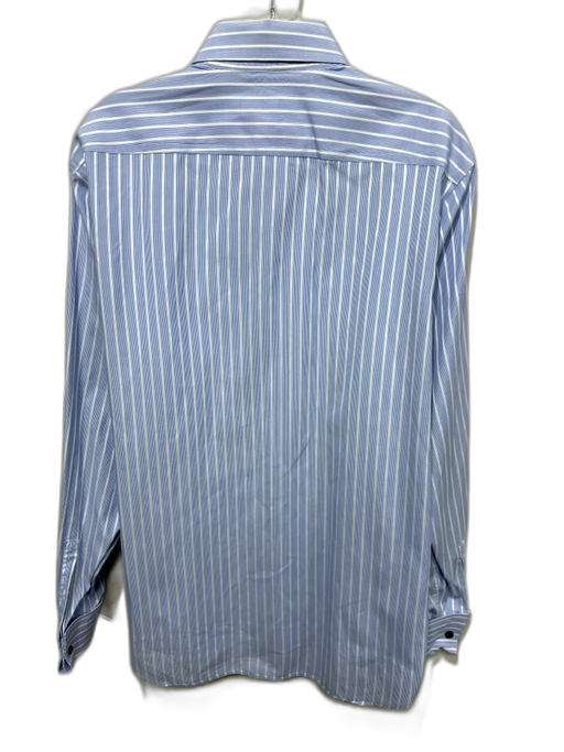Boss Size 16 Blue & White Cotton Striped Button up Men's Long Sleeve Shirt Blue & White / 16